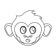 Monkey cartoon face icon. Animal wildlife ape and primate theme. Isolated design. Vector illustration