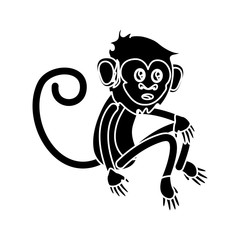 Monkey cartoon silhouette icon. Animal wildlife ape and primate theme. Isolated design. Vector illustration