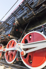 old steam locomotive close up