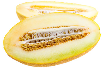 Half of cantaloupe melon isolated on the white background