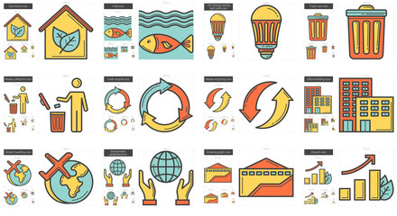 Ecology line icon set.