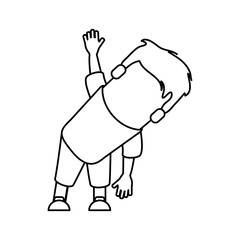 Man cartoon stretching icon. Fitness gym bodybuilding bodycare and fit theme. Isolated design. Vector illustration