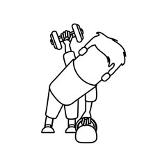 Man cartoon lifting weight icon. Fitness gym bodybuilding bodycare and fit theme. Isolated design. Vector illustration
