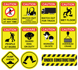 Important yellow colour construction site and building site safe