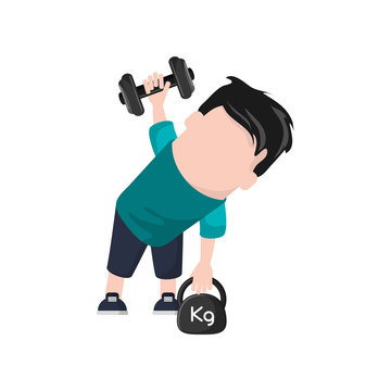Man cartoon lifting weight icon. Fitness gym bodybuilding bodycare and fit theme. Isolated design. Vector illustration