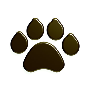Paw Print isolated in white background. 3D Render Illustration