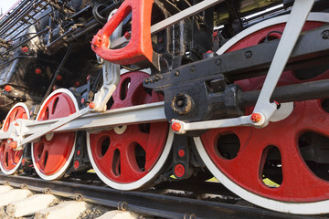 old steam locomotive close up