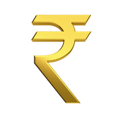 Obraz premium Rupee currency Golden Icon. 3D rendering illustration