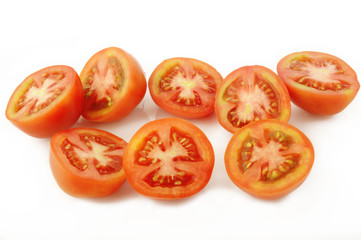  sliced tomato isolated on white background