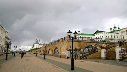 Fototapeta na wymiar Panoramic view from the Bauman street in Kazan