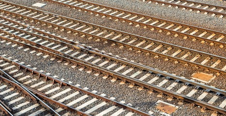 Railroad tracks at Southern Cross Station in Melbourne Australia