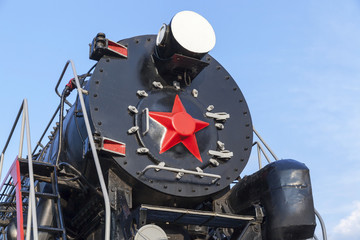 old steam locomotive close up