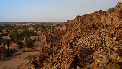Ruins of Ouadane fortress in Sahara, Mauritania