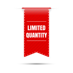 Limited quantity. Red vector sticker on a white background.