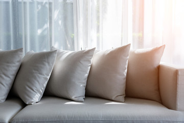 contemporary interior of Living room with part of sofa