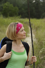 Young woman on walking trail
