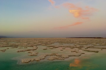 Dead sea salt pools sunset - 126493745