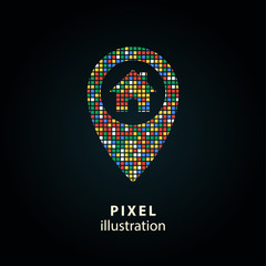 Map pin - pixel illustration.