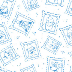 Vector hand drawn frames with portrait of christmas cartoon characters