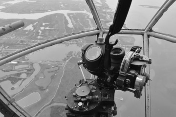 The Bombardier remote turret postion of an American bomber from World War Two.
