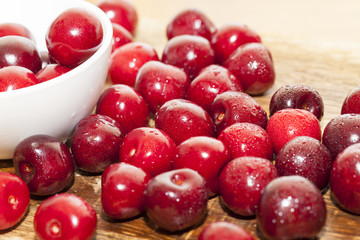 maroon ripe cherries