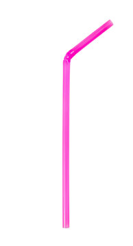It is One pink straw isolated on white.Straw isolated on white b