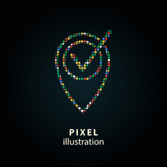 Map pin - pixel illustration.