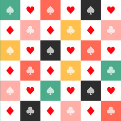 Colorful Card Suits Chess Board Diamond Background Vector Illustration