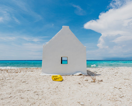 Historic white slave hut located at the Salt Pans, Bonaire