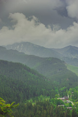 View of Tatra Mountains from hiking trail. Poland.