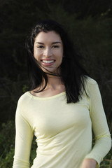 portrait of woman wearing yellow shirt