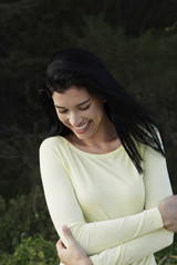 portrait of woman wearing yellow shirt