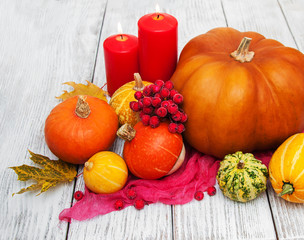 Pumpkins and candles