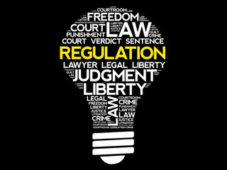 Regulation bulb word cloud collage, concept background