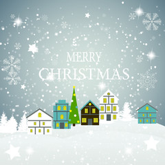 Abstract Christmas and New Year with Fabulous Houses Background.