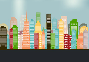 Colorful Silhouette City Background. Vector Illustration