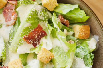 salad with bacon, cheese and dressing