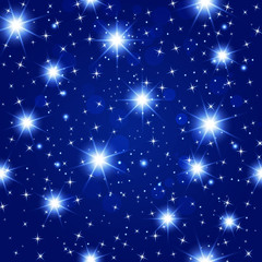 Fototapeta na wymiar blue night sky seamless pattern with glowing stars.