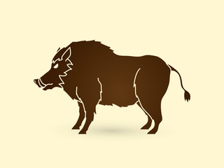 Boar, Wild Hog standing graphic vector.