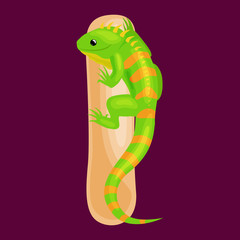 iguana letter with animal for kids abc education in preschool.