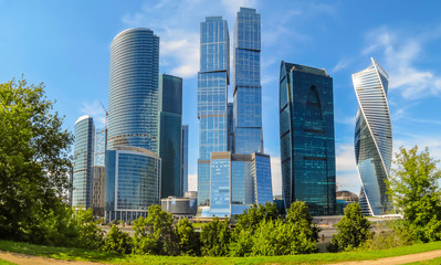 Moscow skyline. Modern skyscrapers in business district Moscow Russia