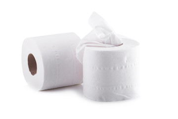 Roll Of Toilet Paper Isolated On White Background.