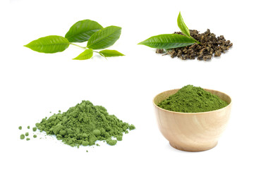 Collection tea on white background.