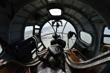 The nose cone of a Flying Fortress American bomber.