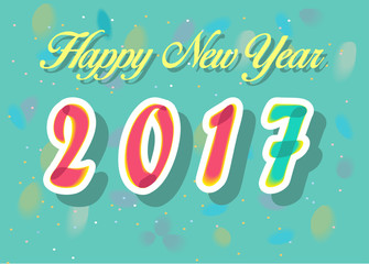 Happy New Year 2017. Watercolor numerals