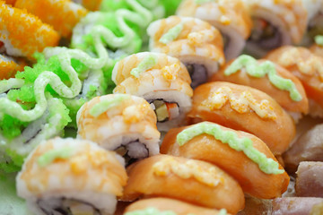 sushi assortment, popular japanese seafood
