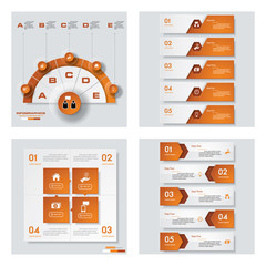 Collection of 4 orange color template/graphic or website layout. Vector Background. For your idea and presentation.