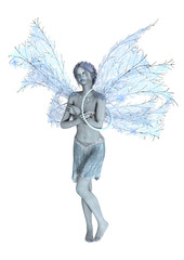3D Rendering Winter Fairy on White