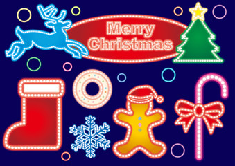 Naklejka premium クリスマスネオンセットB