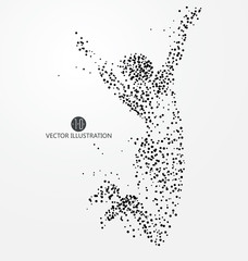 Jump man,Vector graphics composed of particles.